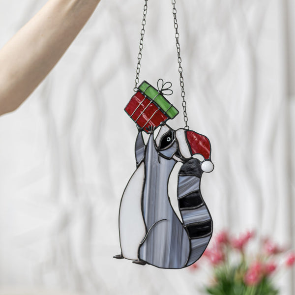 Christmas Raccoon with Gift