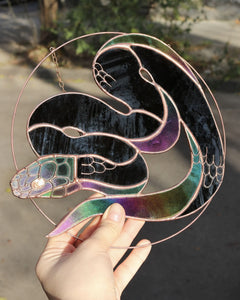 Python Stained Glass Suncatcher – Snake Nature Panel Décor