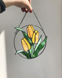 Red Tulip Stained Glass Suncatcher – Mother's Day Gift