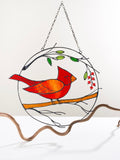 Red Cardinal Stained Glass Suncatcher – Bird Window Décor