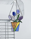 Bouquet Flower Tulips Stained Glass SuncatcherFlowerpot