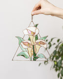 Stained glass calla lily flowers, Suncatcher arum lily