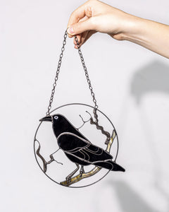Crow Halloween Stain Glass Horror Picture Home Decor