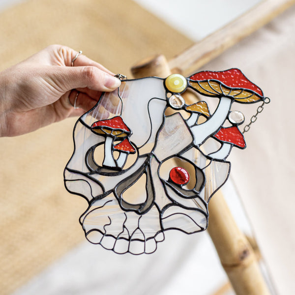 Gothic Skull Stained Glass Suncatcher