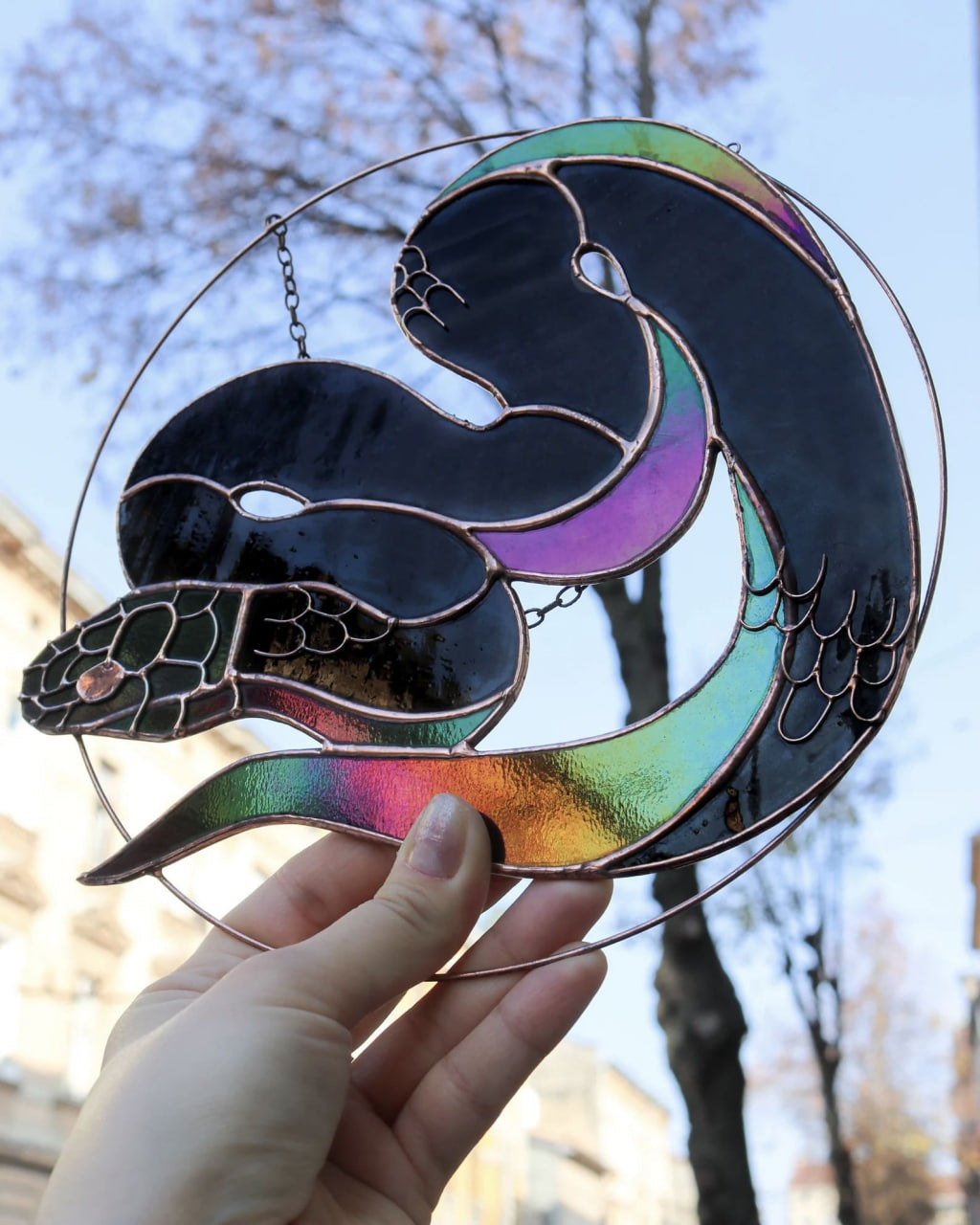 Python Stained Glass Suncatcher – Snake Nature Panel Décor