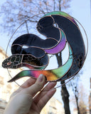 Python Stained Glass Suncatcher – Snake Nature Panel Décor