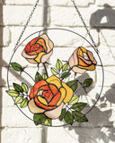 Yellow Roses Stained Glass Suncatcher – Flower Window Décor, Gift for Mom
