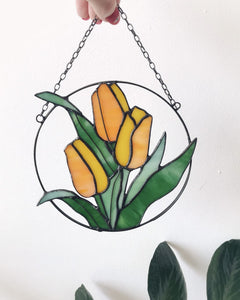 Red Tulip Stained Glass Suncatcher – Mother's Day Gift