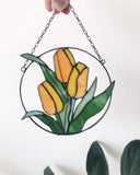 Red Tulip Stained Glass Suncatcher – Mother's Day Gift