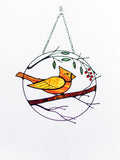 Red Cardinal Stained Glass Suncatcher – Bird Window Décor