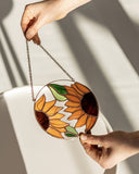 Sunflower Flower Suncatcher. Stained glass Home Decor Panel