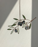 Stained Glass Olive Leaf Twig