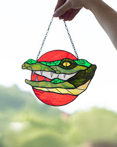 Crocodile Stained Glass Suncatcher – Alligator Animal Window Décor