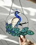 Peacock Stained Glass Suncatcher – Bird Window Décor, Grandma or Mother’s Day Gift