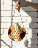 Sunflower Flower Suncatcher. Stained glass Home Decor Panel