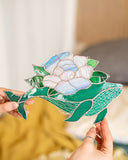 Whale with flowers Suncatcher, Stain Glass Decor Turquoise Window Hangings