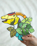 Parasaurolophus Dinosaur Suncatcher – Stained Glass Nature Ornament
