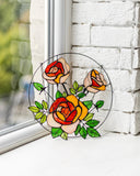 Yellow Roses Stained Glass Suncatcher – Flower Window Décor, Gift for Mom