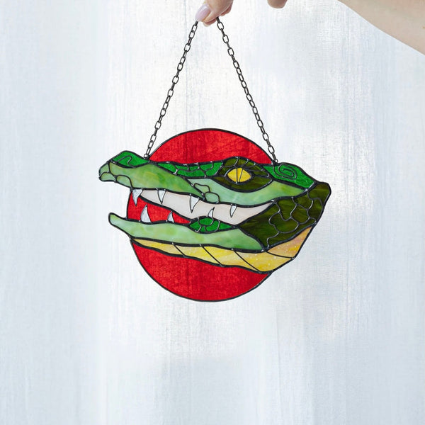 Crocodile Stained Glass Suncatcher – Alligator Animal Window Décor