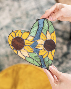 Heart Stained glass Sunflower Suncatcher Flowers Sun Catcher Mother's Day Home Decor Window Wall Hangings Decoration Art