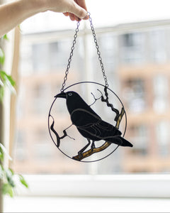 Crow Halloween Stain Glass Horror Picture Home Decor