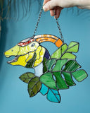 Parasaurolophus Dinosaur Suncatcher – Stained Glass Nature Ornament