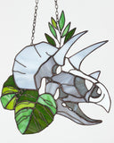 Stained Glass Dinosaur Skull Suncatcher – Window Hanging Glass Art