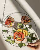 Yellow Roses Stained Glass Suncatcher – Flower Window Décor, Gift for Mom