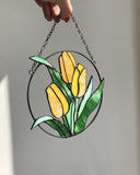 Red Tulip Stained Glass Suncatcher – Mother's Day Gift