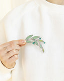 Laurel Branch Brooch. Stained Glass Broach