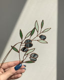 Stained Glass Olive Leaf Twig