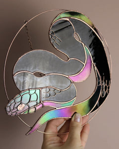 Python Stained Glass Suncatcher – Snake Nature Panel Décor