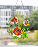 Yellow Roses Stained Glass Suncatcher – Flower Window Décor, Gift for Mom
