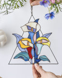 Stained glass calla lily flowers, Suncatcher arum lily