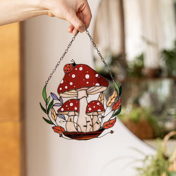 Red Fly Agaric Stained glass Mushrooms