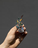 Laurel Branch Brooch. Stained Glass Broach